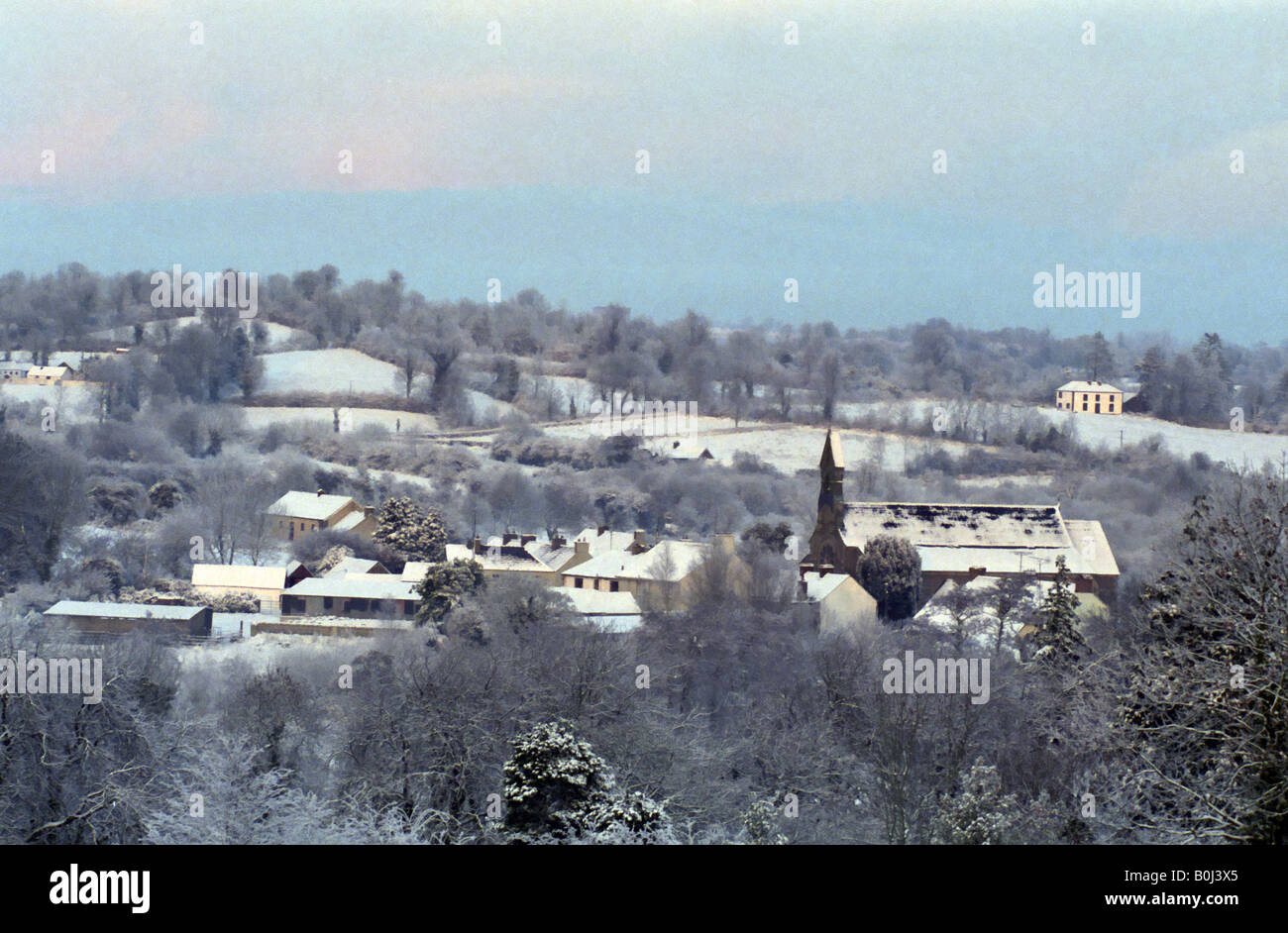 Milltown village in winter, County Cavan, Ireland. Stock Photo