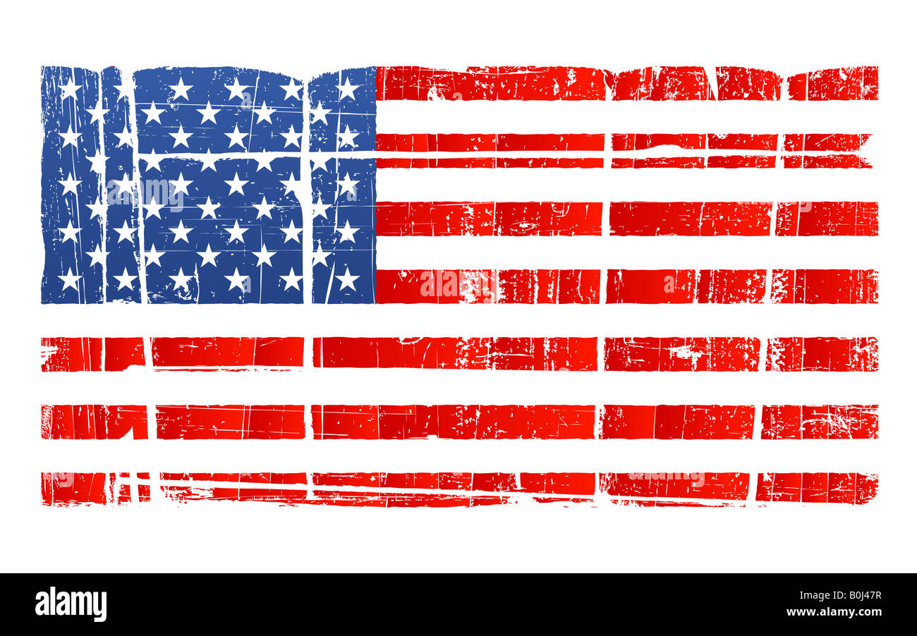 Vector illustration of the American flag in accurate proportions with a grungy distressed look Separated on layer Detailed dirt Stock Photo