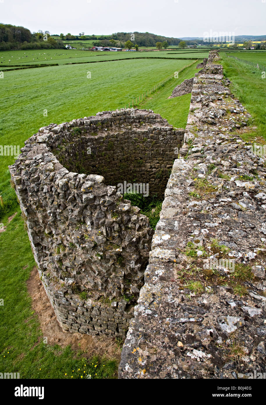 Tower in south wall of Roman town wall Caerwent Wales UK Stock Photo