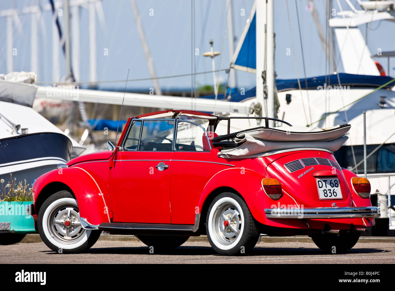 Volkswagen Beetle convertible in the harbour Stock Photo Alamy