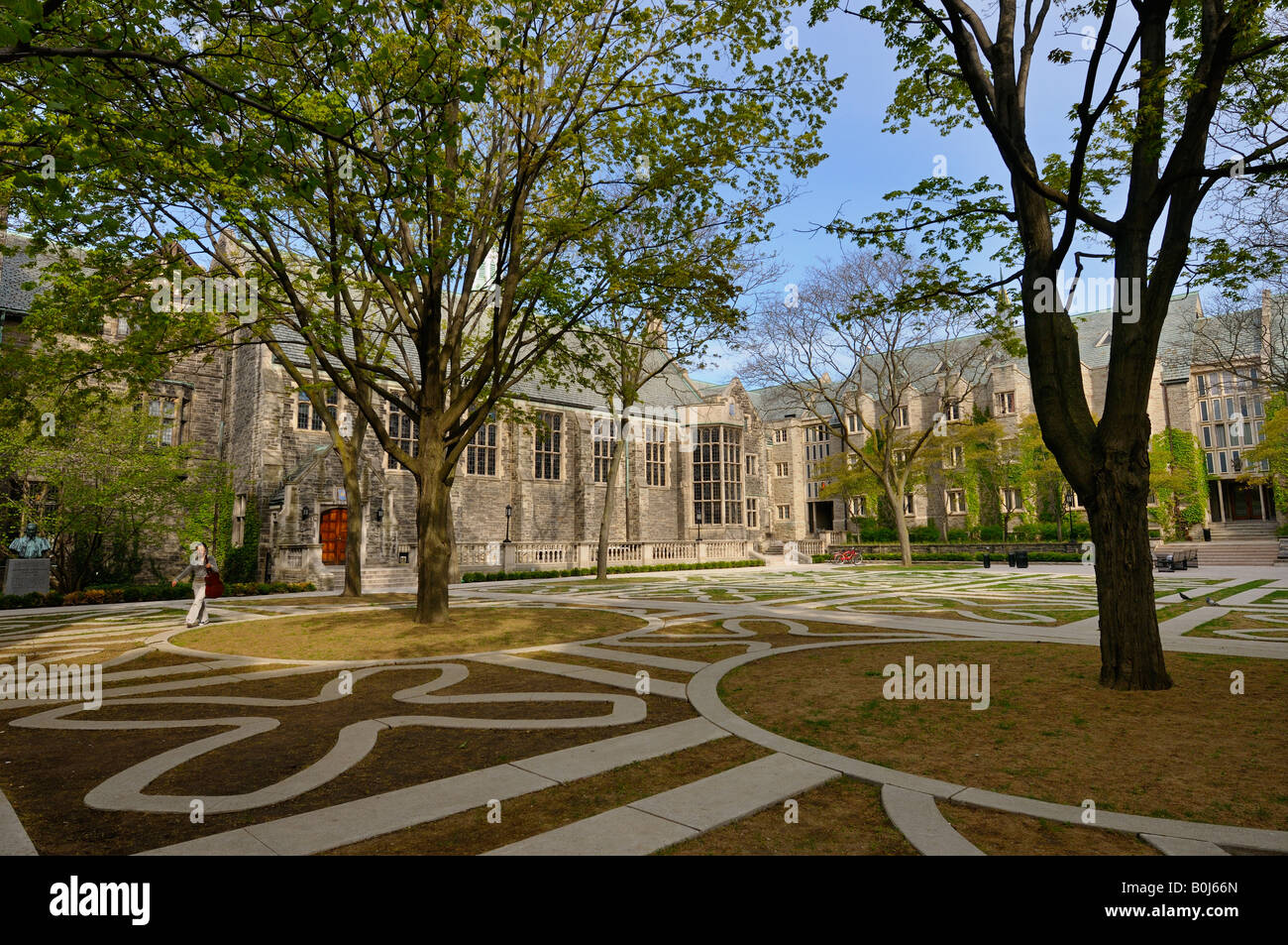 Inner courtyard of University of Trinity College at University of Toronto in Spring Stock Photo