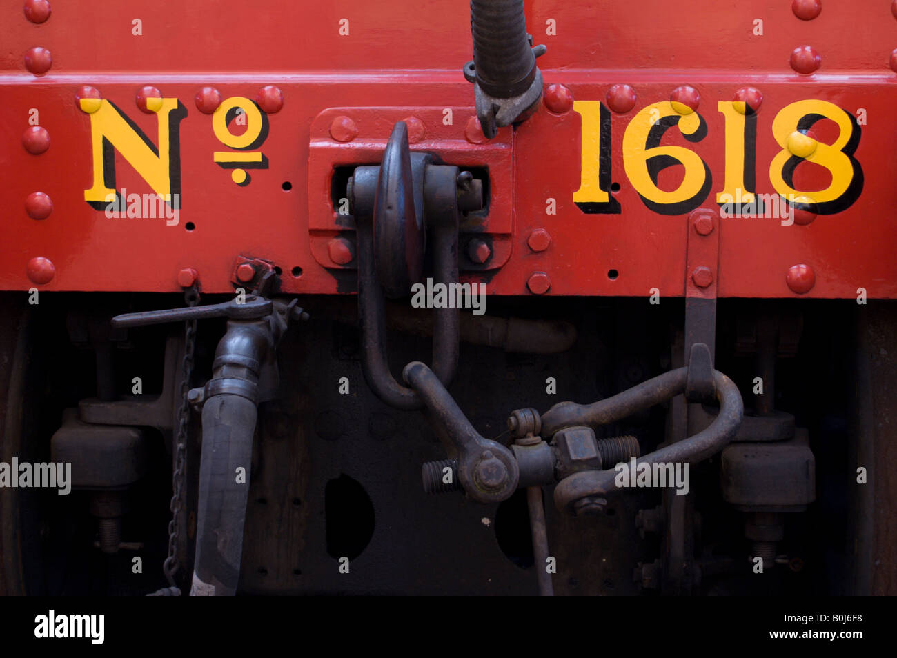 Buffer bar on steam engine on the Bluebell Railway, Sussex