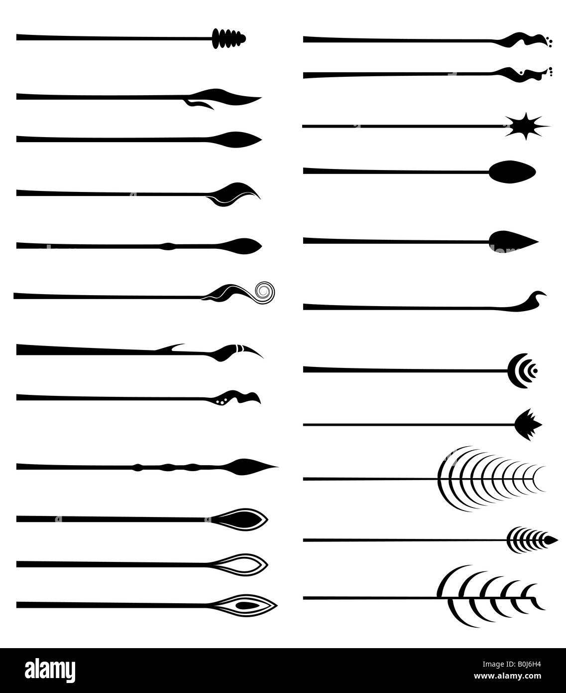 Vector illustration of 23 different floral design element paint brushes or strokes Stock Photo