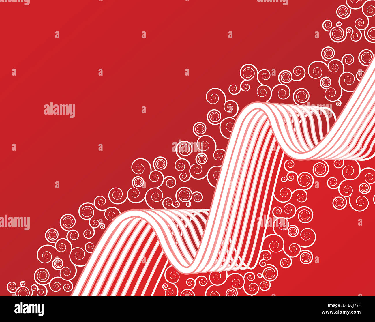Vector illustration of a red spirals and lined art background Stock Photo