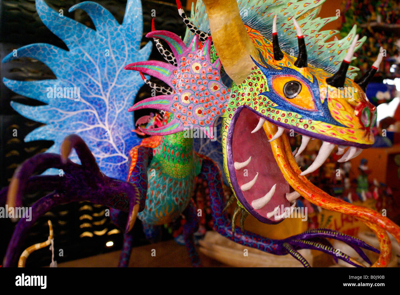 Painted dragon or alebrije from Oaxaca, Mexico Stock Photo