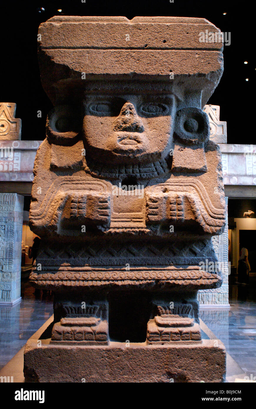 Sculpture of Aztec water goddess Chalchiutlicue, National Museum of Anthropology, Chapultepec Park,Mexico City Stock Photo