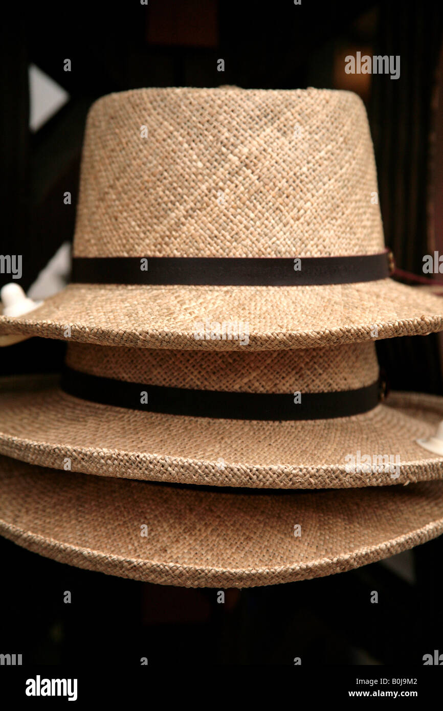 Stack of hats on display at a store Stock Photo Alamy