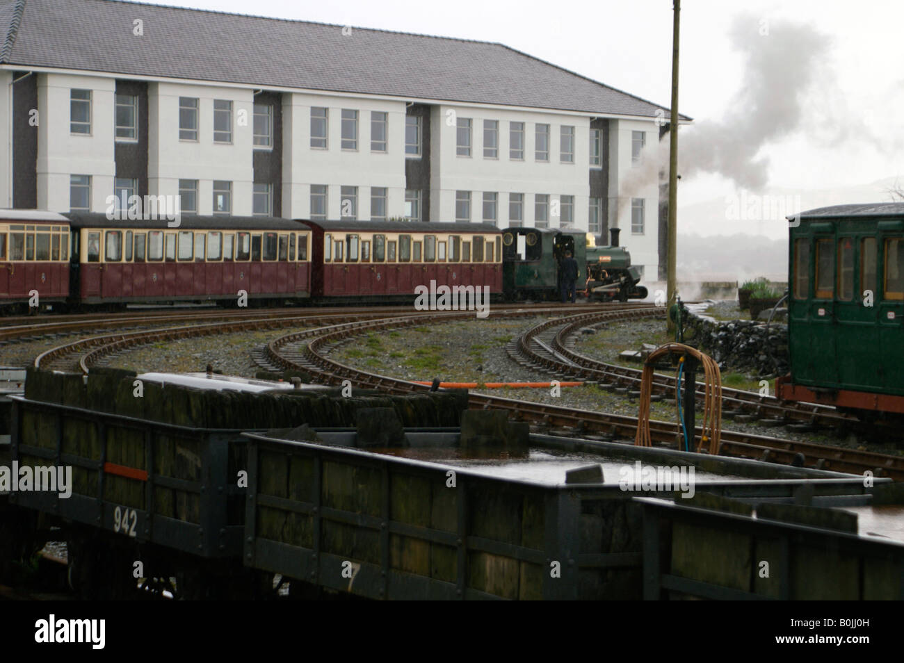 Steam engine on the Ffestiniog Railway at Porthmadog