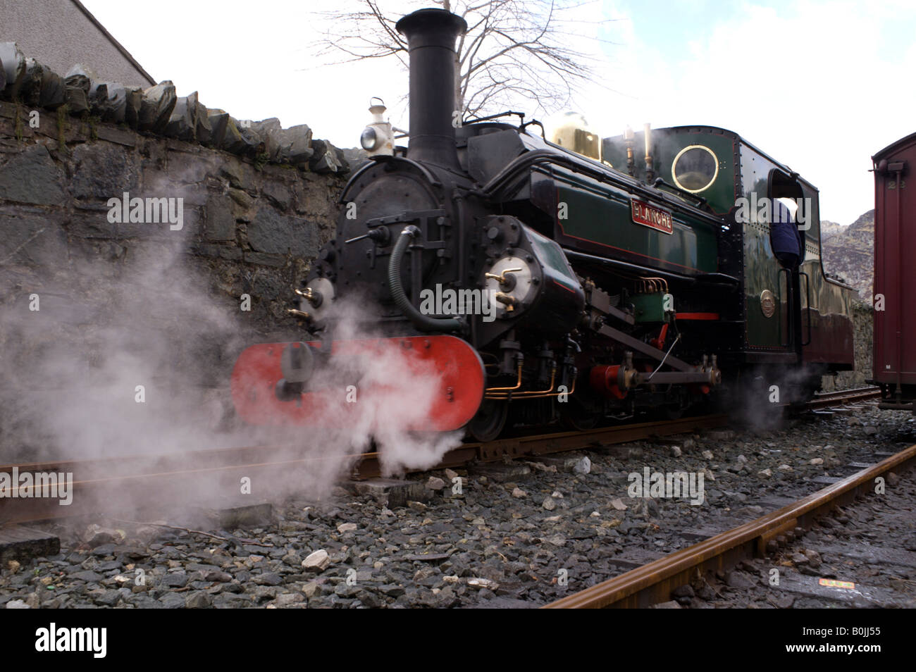 Steam engine on the Ffestiniog Railway at Blaenau