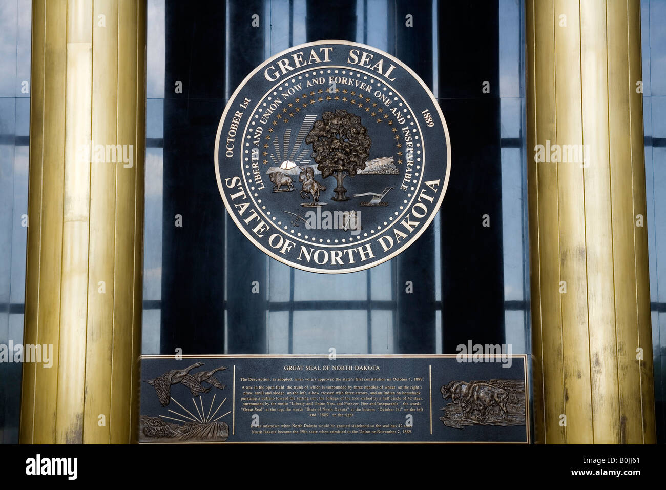 State Seal in Memorial hall State Capitol Building Bismarck North Dakota USA Stock Photo