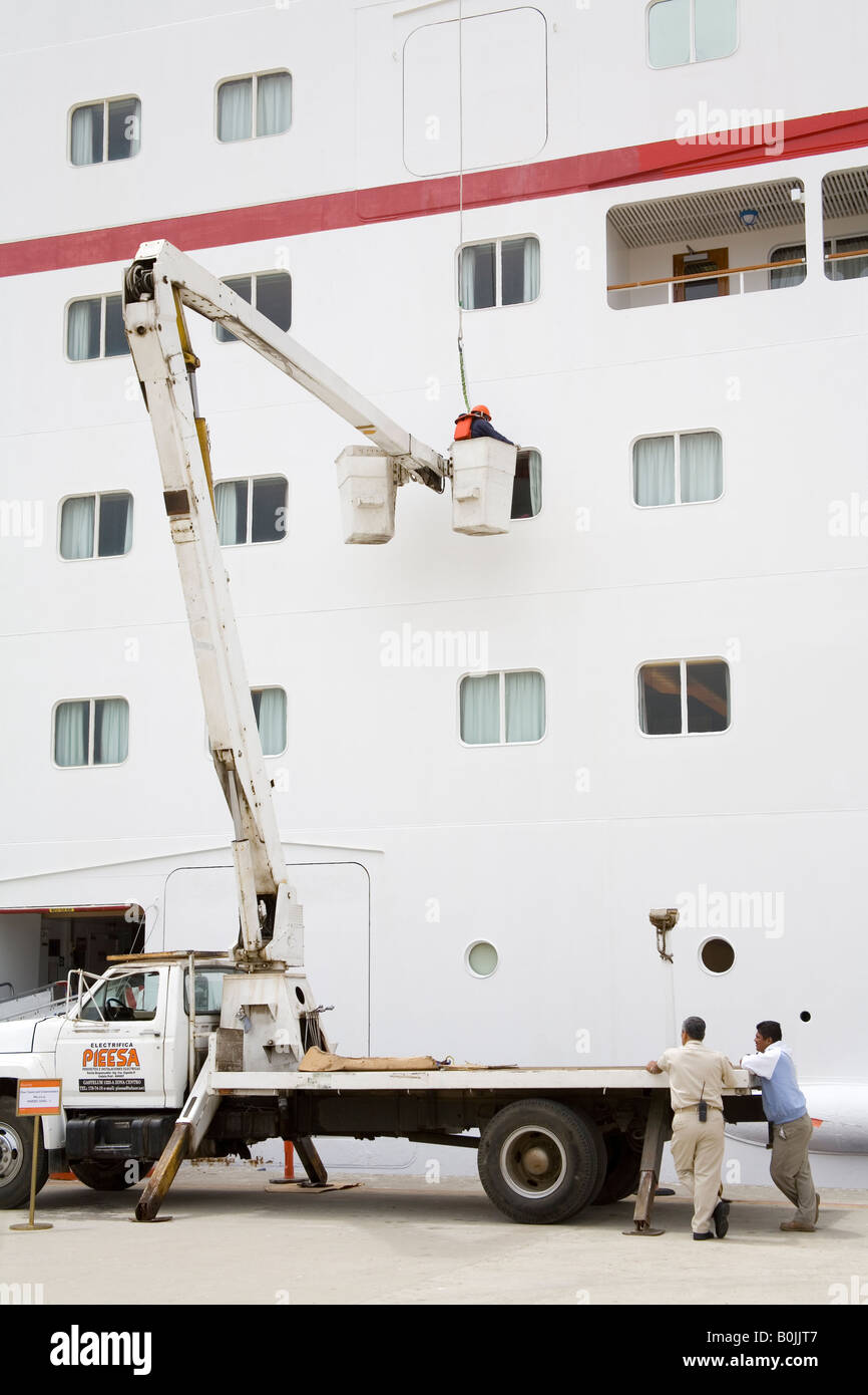 Cruise ship repairs Port of Ensenada Baja California Mexico Stock Photo