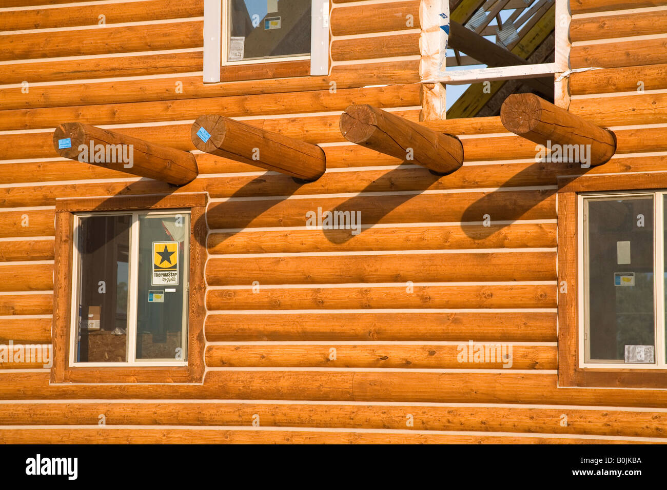 Log Home Construction Kalispell City Montana USA Stock Photo Alamy