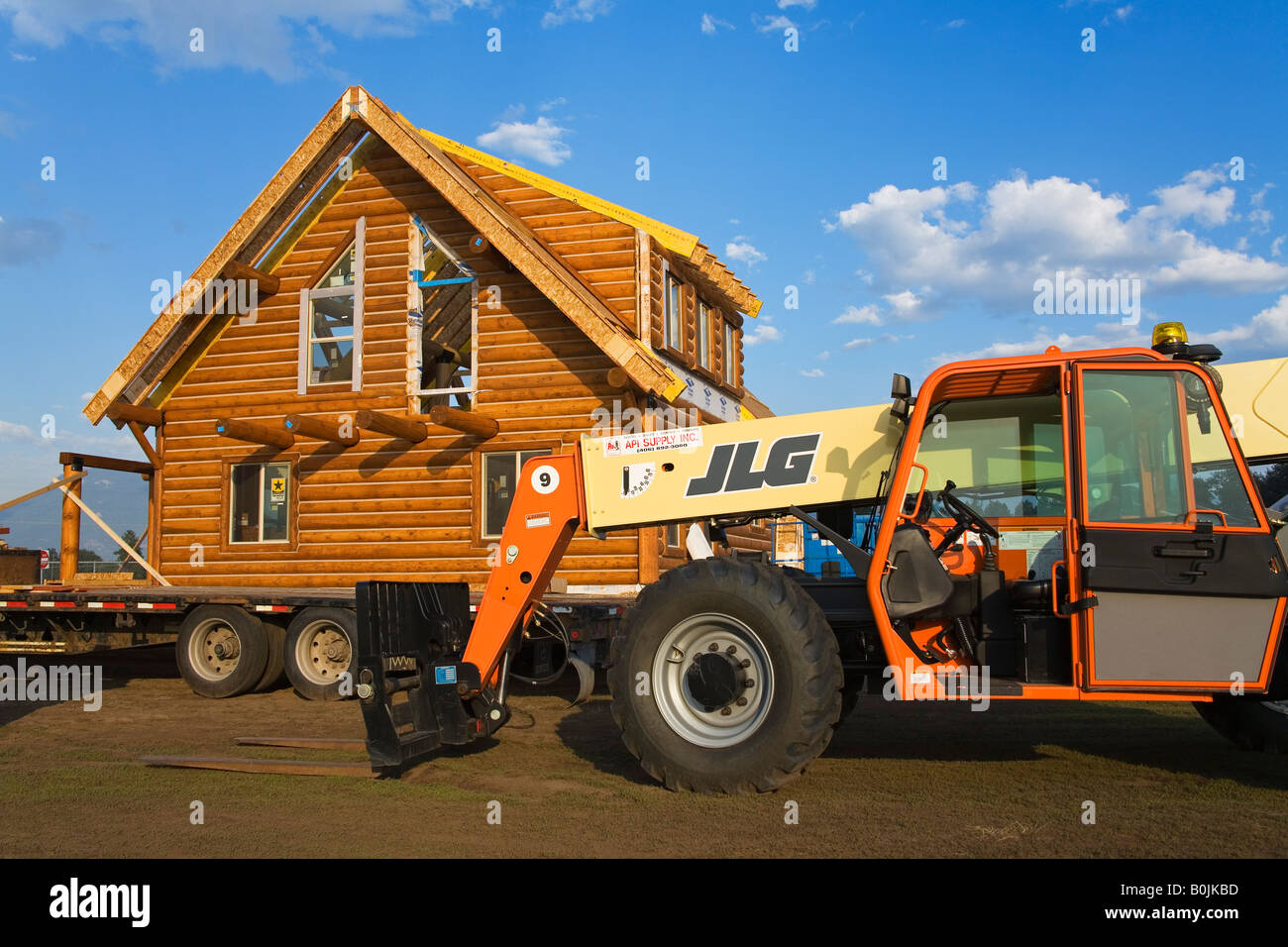 Log Home Construction Kalispell City Montana USA Stock Photo Alamy