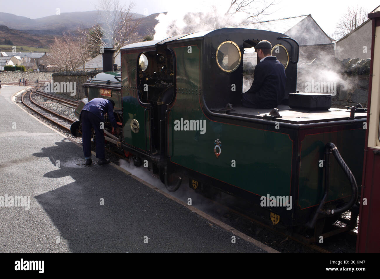 Steam engine on the Ffestiniog Railway at Blaenau