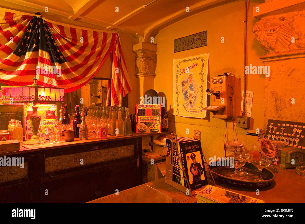 Rockwood Speakeasy in the Underground City National Historic District Butte Montana USA Stock Photo
