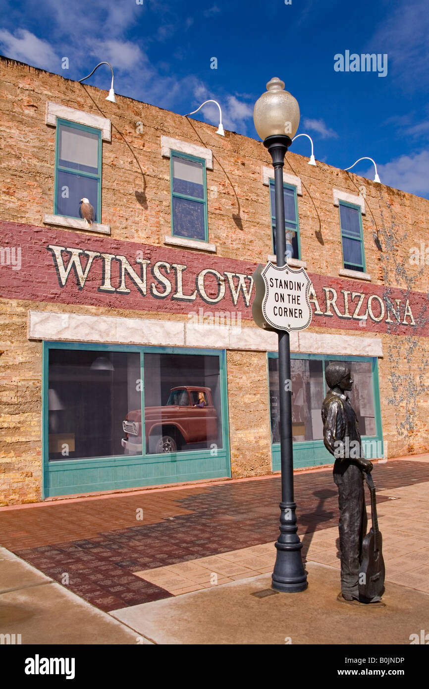 Standing on the Corner Park Historic Route 66 Winslow Arizona USA Stock