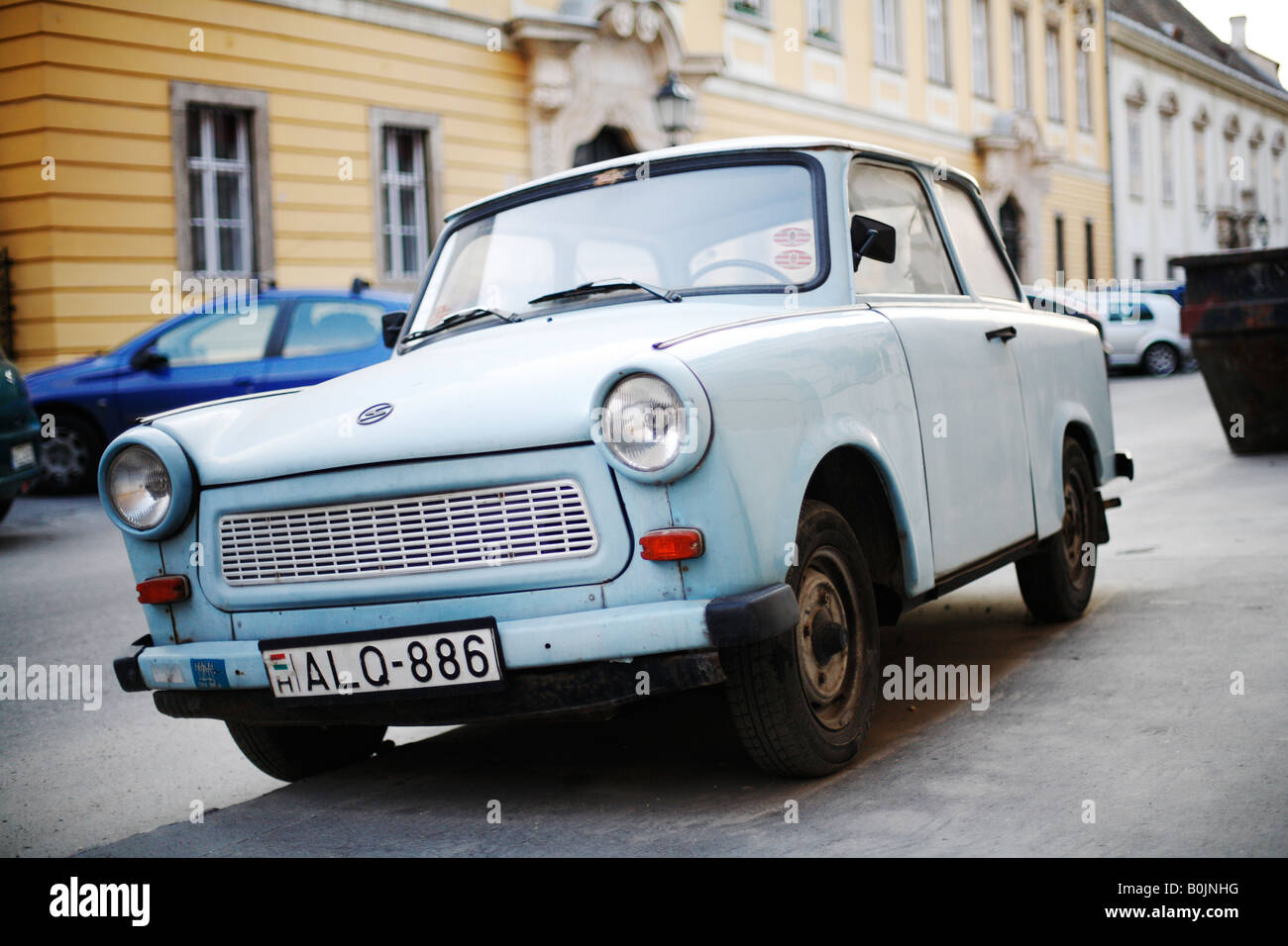 Trabant car parked up in Castle Hill, Buda, Budapest, Hungary Stock Photo