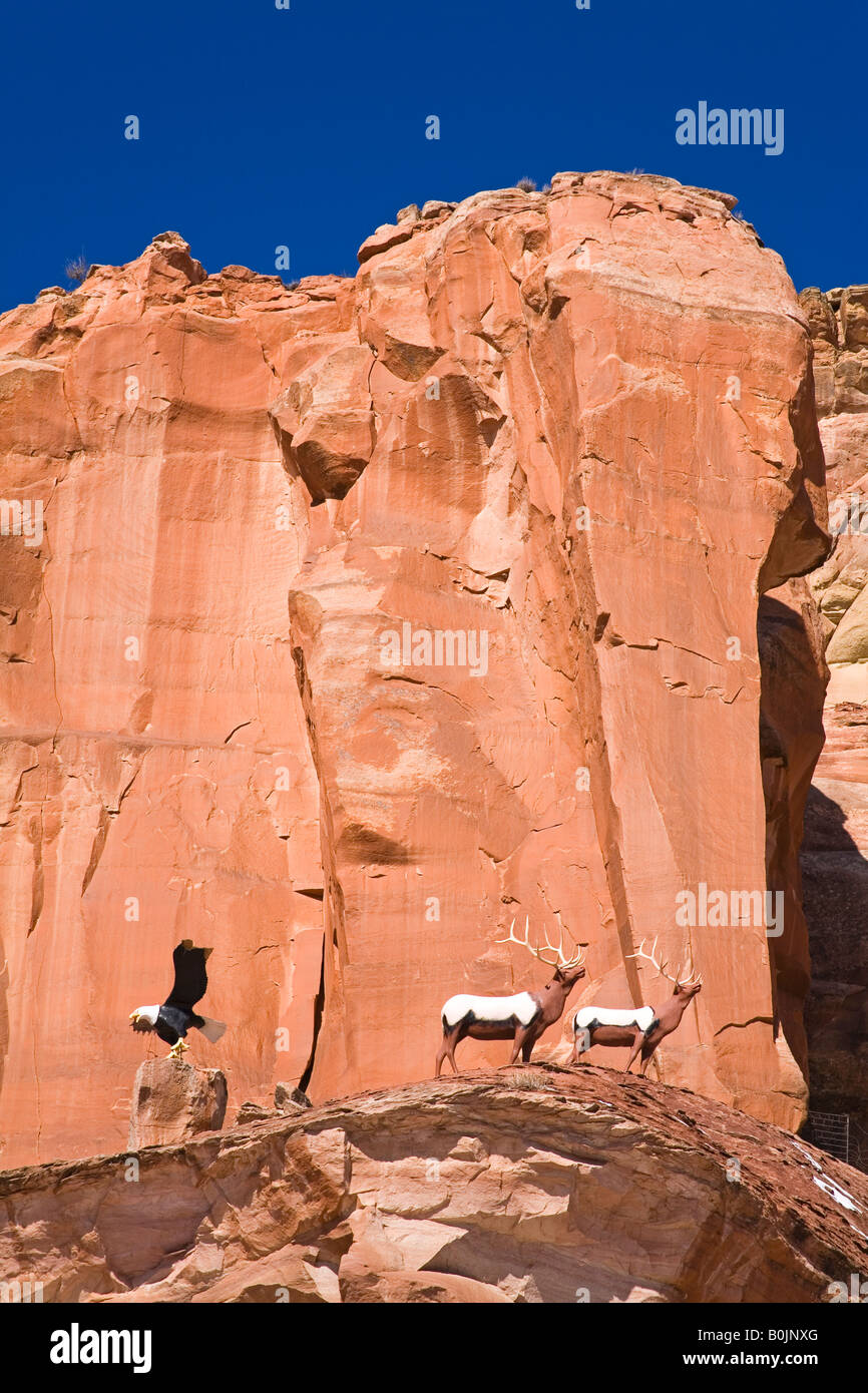 Sculptures at Yellow Horse Trading Post Lupton Route 66 Arizona USA