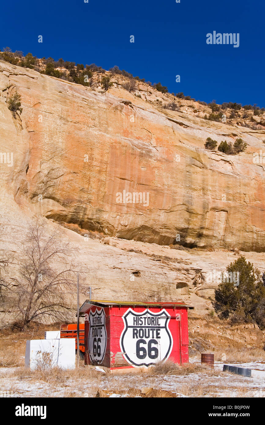 Route 66 sign Yellow Horse Trading Post Lupton Arizona USA Stock Photo