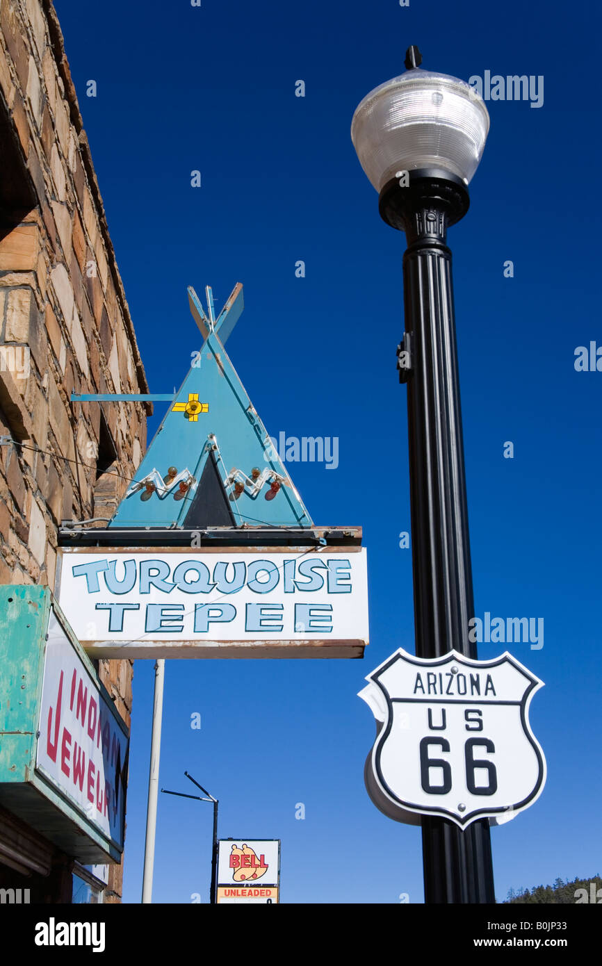 Downtown Stores in Williams Historic Route 66 Arizona USA Stock Photo