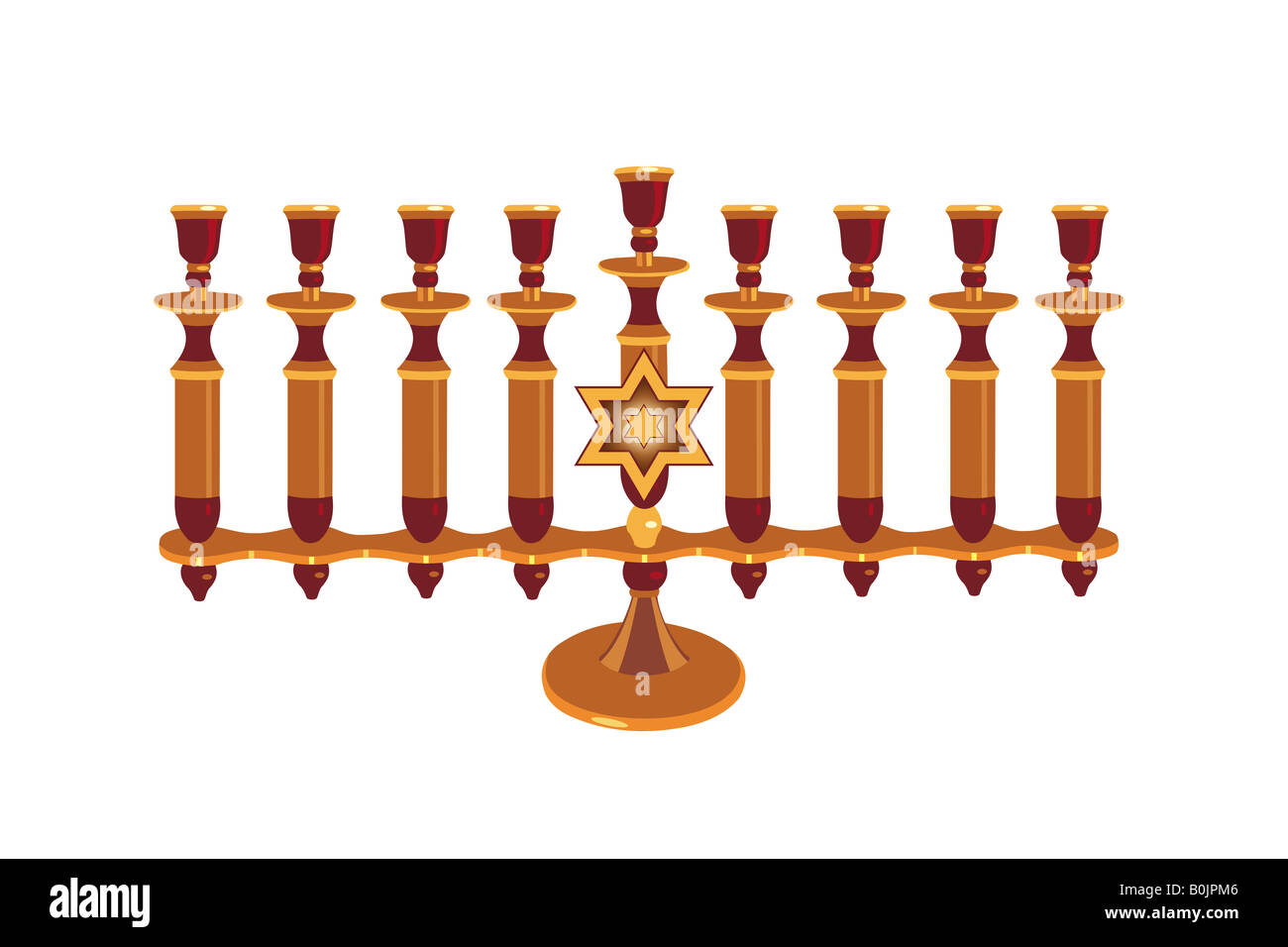 Nine candles Hebrew menorah illustration, isolated Stock Photo Alamy