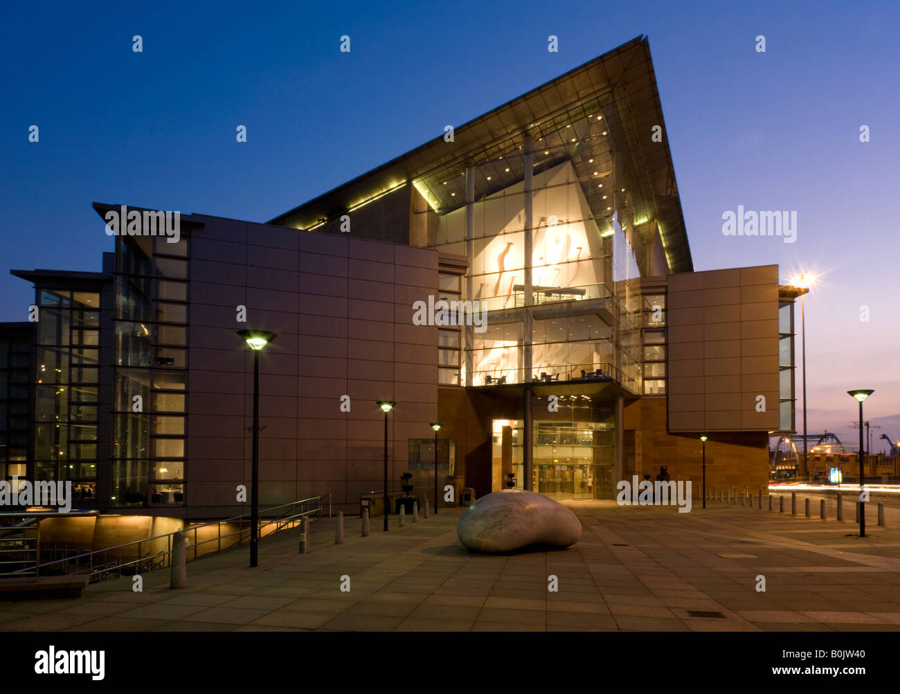 Bridgewater Hall at night. Manchester, Greater Manchester, United Kingdom. Stock Photo