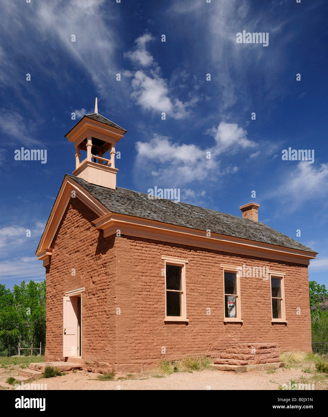 Abandoned Church in the Ghost Town of Grafton near Zion National Park in Utah Stock Photo