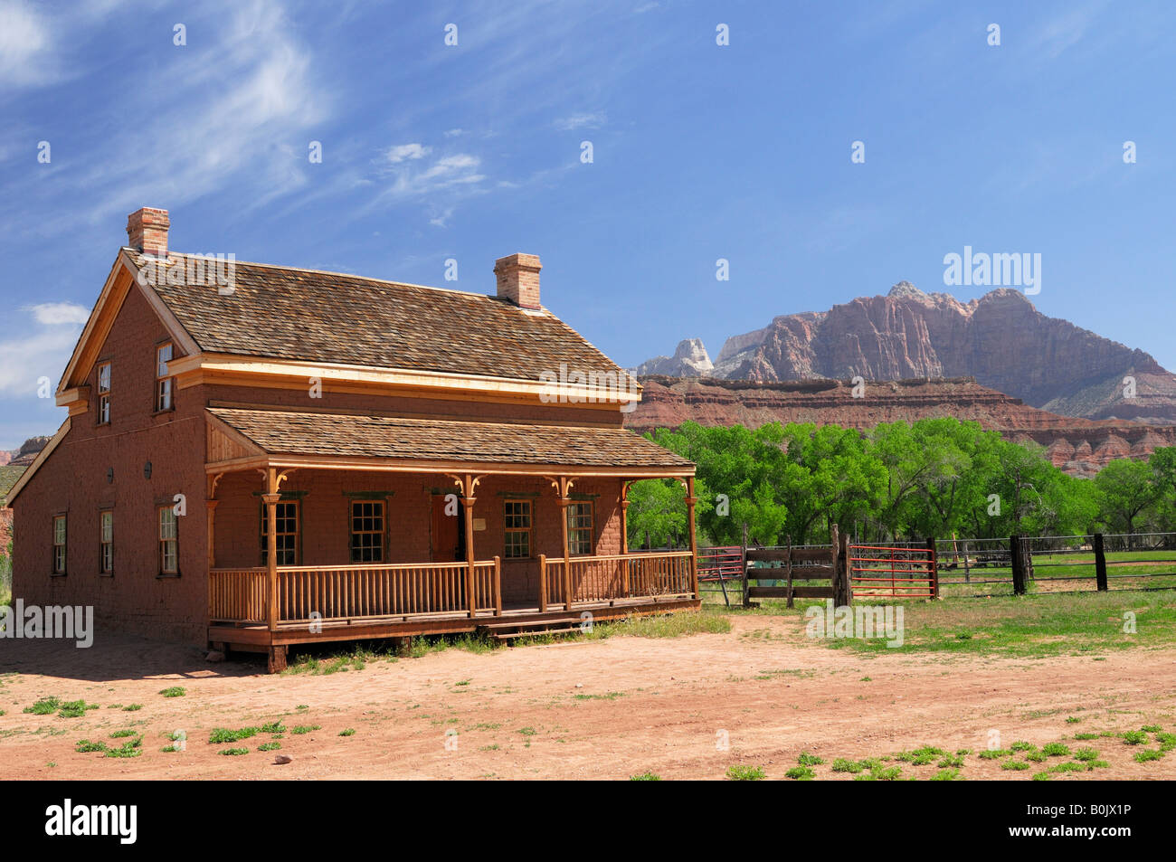 Abandoned House in the Ghost Town of Grafton near Zion National Park in Utah Stock Photo