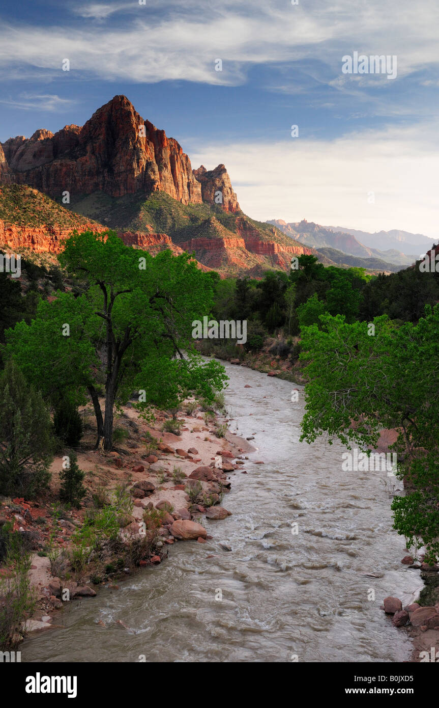 Zion National Park near Springdale Utah - view down the Virgin River at ...