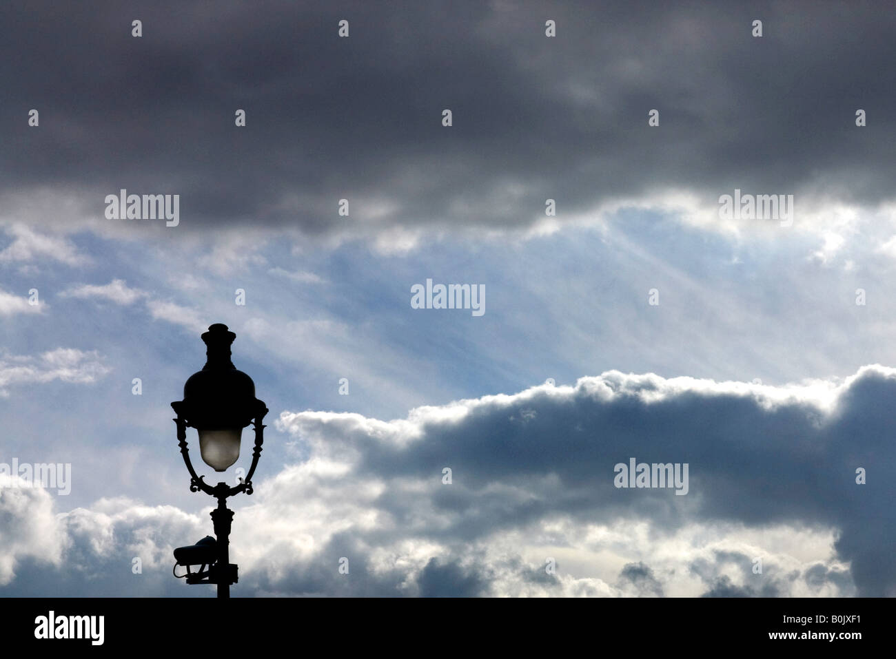 Silhouette of a street lamp Stock Photo