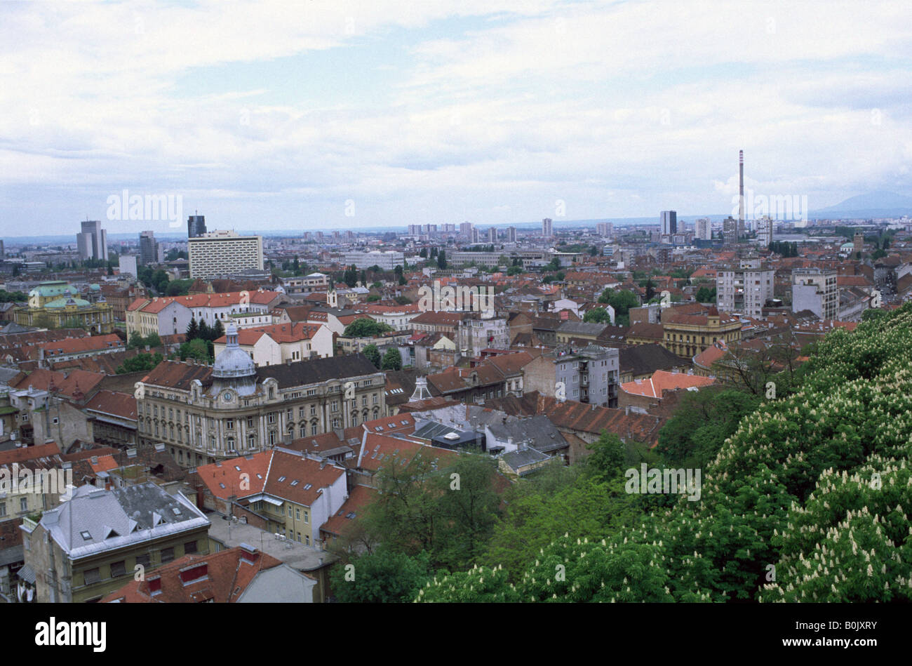 Skyline of Zagreb Croatia Stock Photo