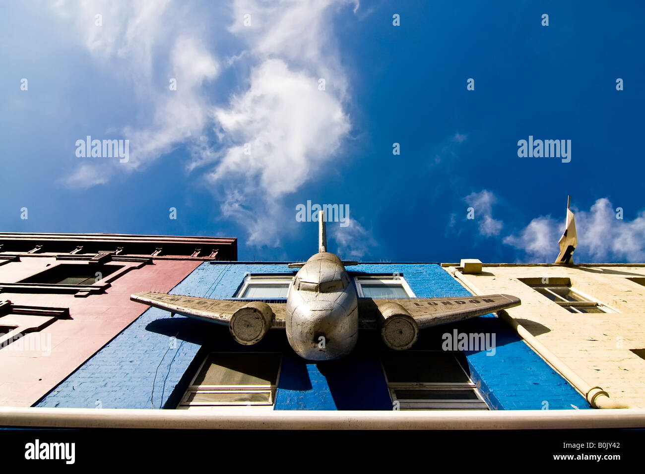 Fake plane on facade Camden Market London Stock Photo