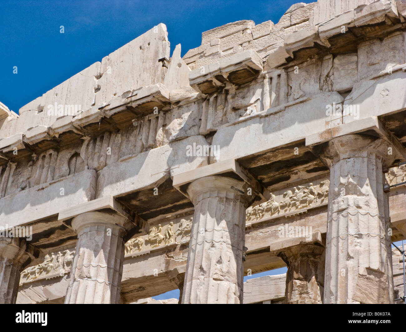 detail of west facade of Parthenon, Acropolis, Athens, Greece Stock Photo