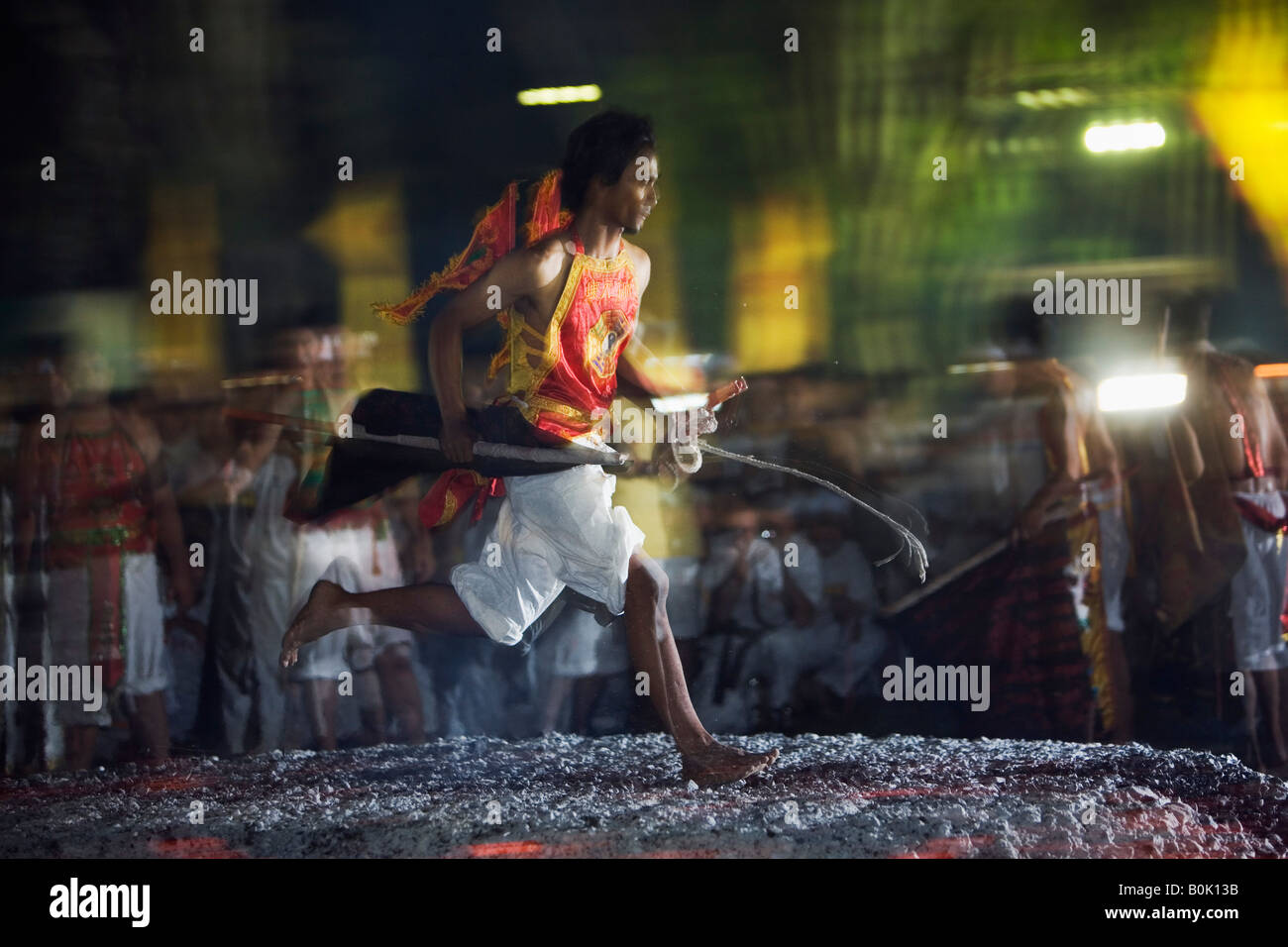 Firewalking - Phuket Vegetarian Festival, Ko Phuket, THAILAND. Stock Photo