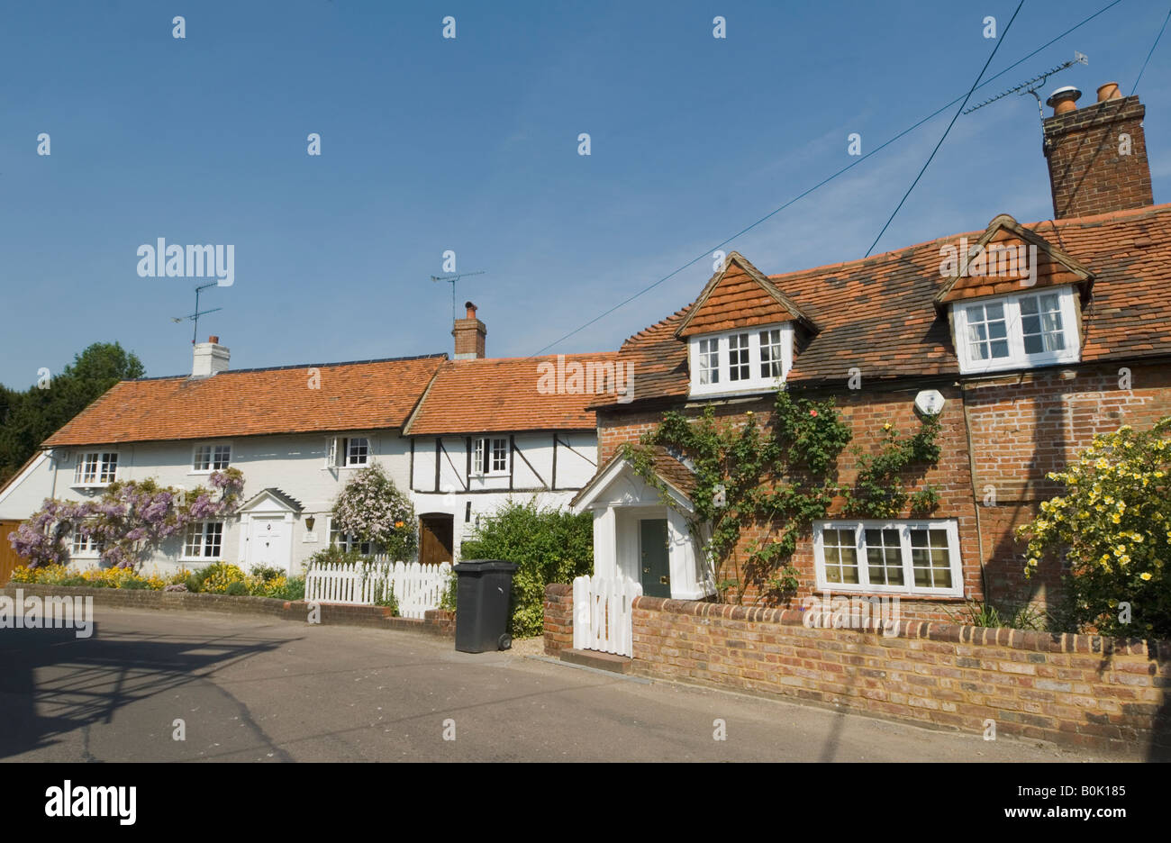 Row of Old Cottages Crondall Surrey UK Stock Photo