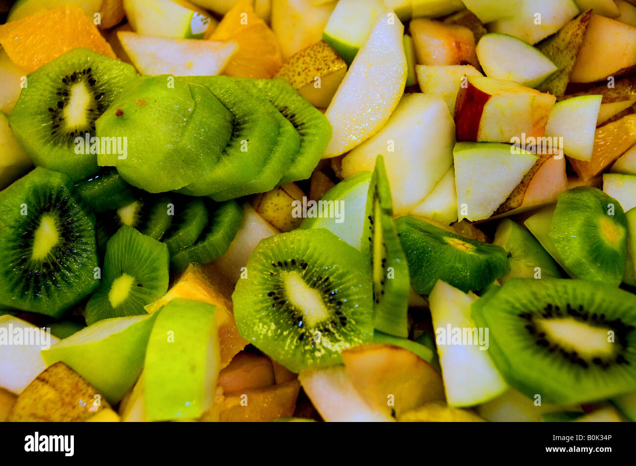 Food preparation - Sliced fruit. Stock Photo