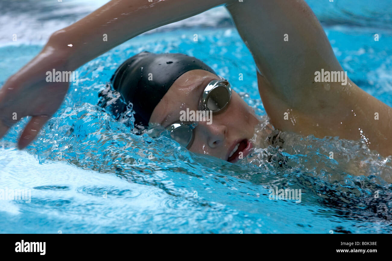 Olympic British swimmer Caitlin McClatchey at swimming training Stock Photo