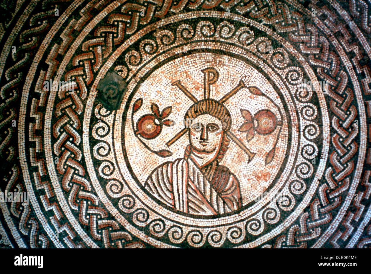 Roundel from a Roman villa, St Mary, Dorset, 4th century AD. Artist: Unknown Stock Photo