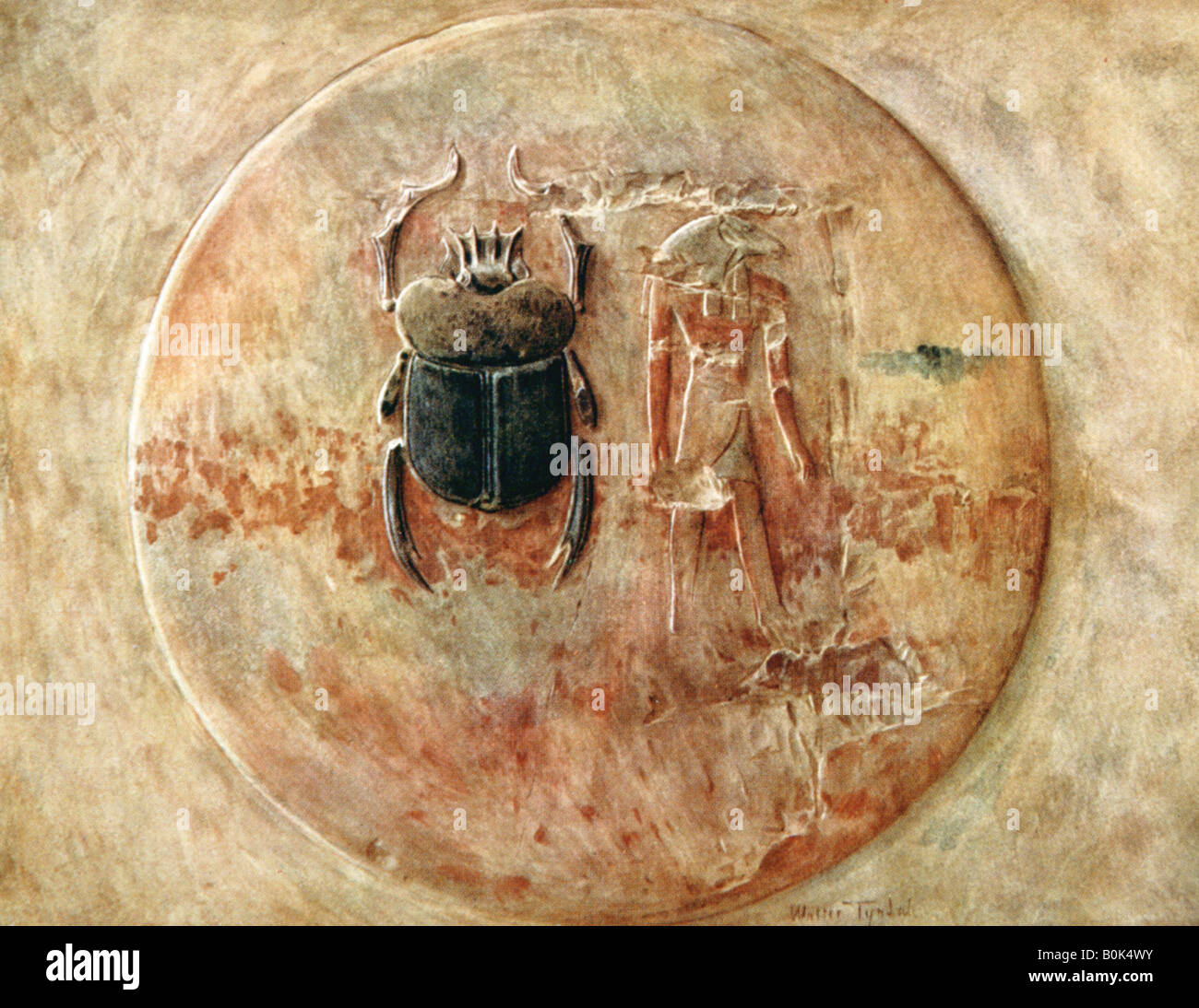 Scarab and Ra, Tomb of Seti, Egypt, 1910. Artist: Walter Tyndale Stock Photo