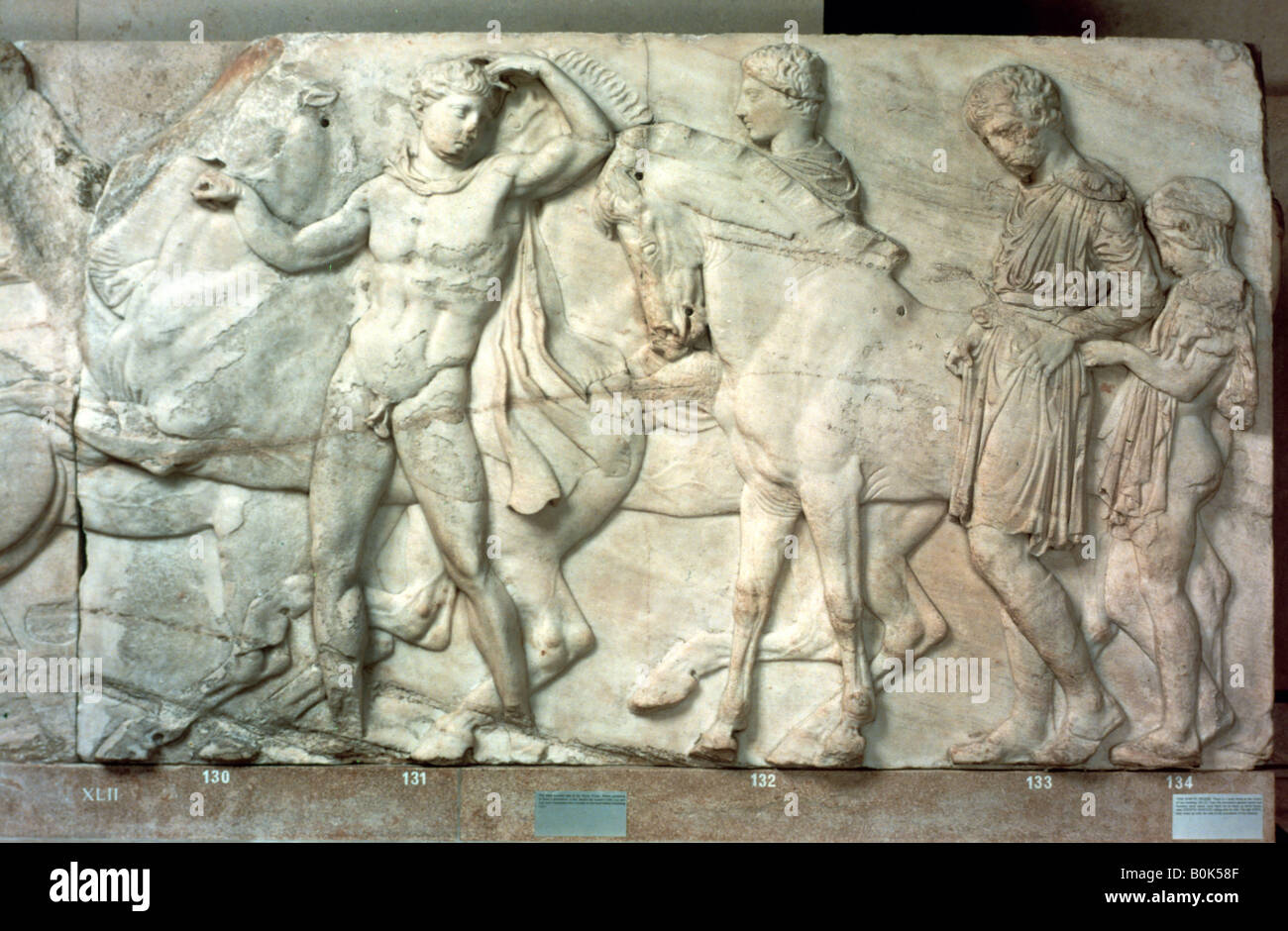 Horsemen from the Parthenon frieze, 438-432 BC. Artist: Unknown Stock Photo