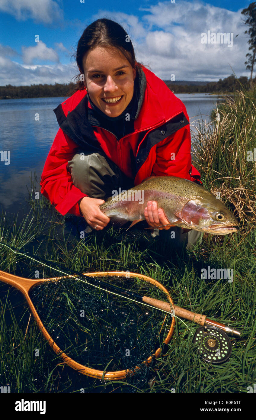 Fly fishing, Tasmania, Australia Stock Photo Alamy