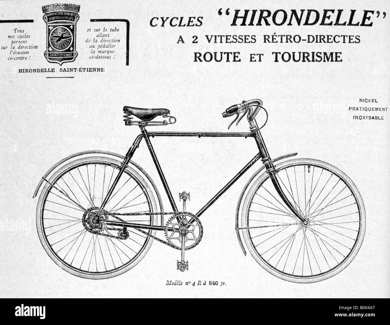 Affiche Vélo Vintage Hirondelle - Vélos St. Etienne (1900) Encadrement - France