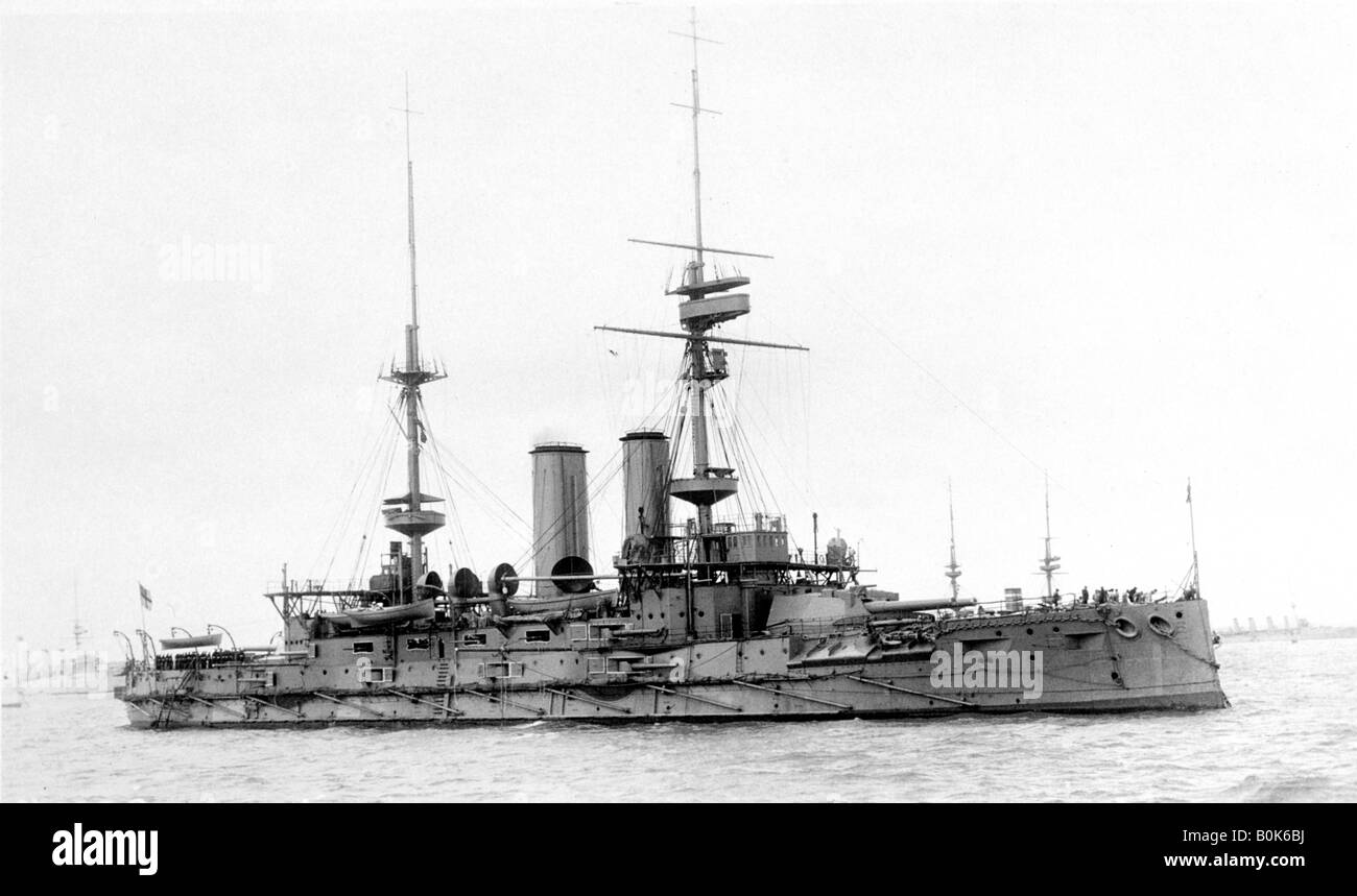 HMS 'Bulwark', British battleship, c1899-1914. Artist: Unknown Stock Photo