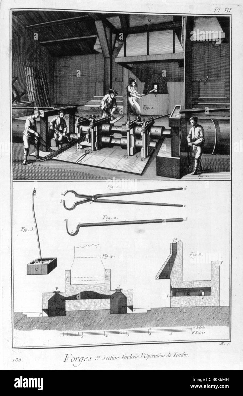 A splitting mill, 17511777. Artist Denis Diderot Stock Photo