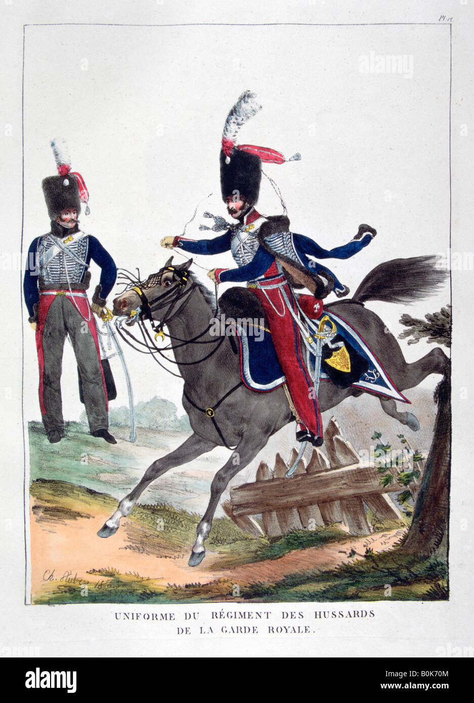 Uniforms of a regiment of hussars of the French royal guard, 1823