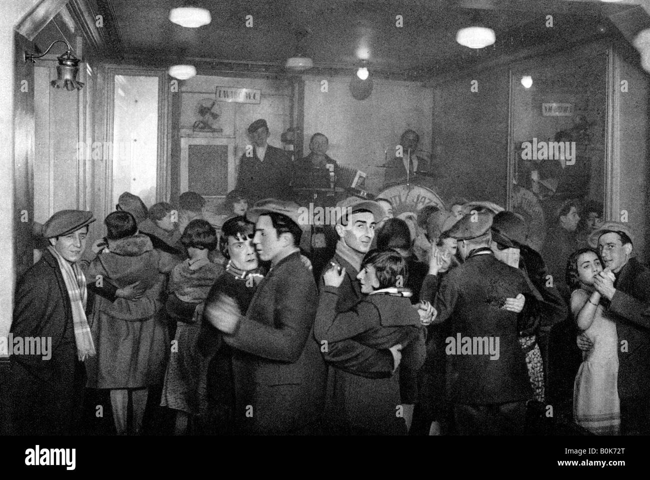 Interior of a bal-musette, Paris, 1931.Artist: Ernest Flammarion Stock Photo