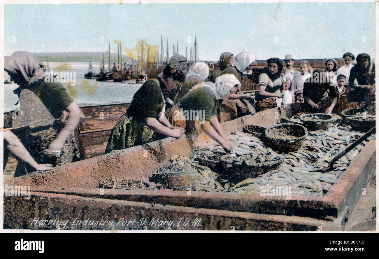 'Herring industry, Port St Mary, Isle of Man', 1920. Artist Unknown