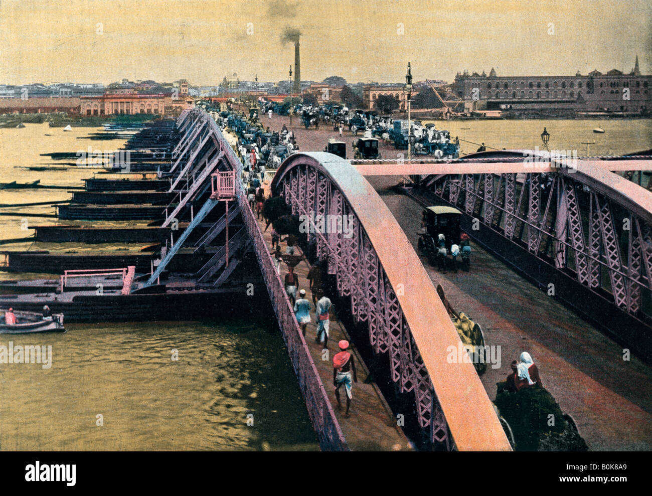 Bridge over the River Hooghly, Calcutta, India, c1880-1890. Artist: Unknown Stock Photo