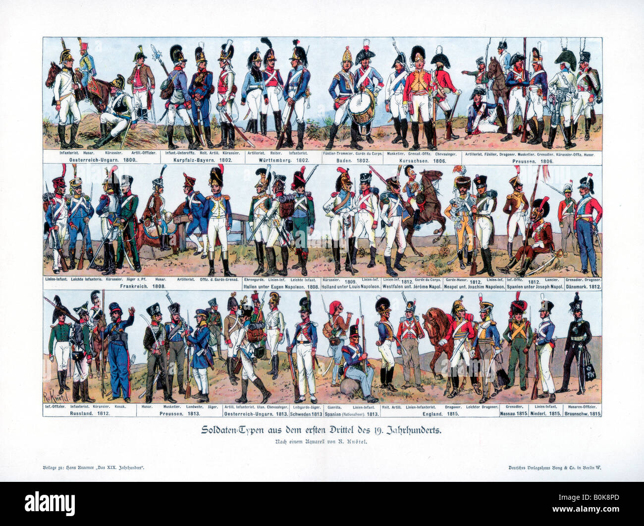 Types of soldiers from the first half of the 19th century, 1900.Artist