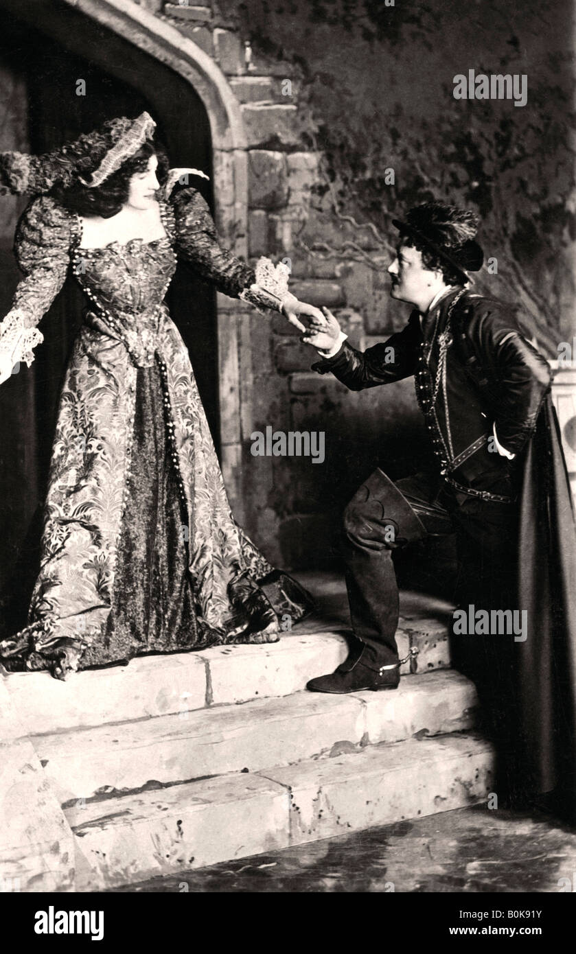 Julia Neilson and Fred Terry in a scene from Dorothy O' The Hall, early 20th century.Artist: Ellis & Walery Stock Photo